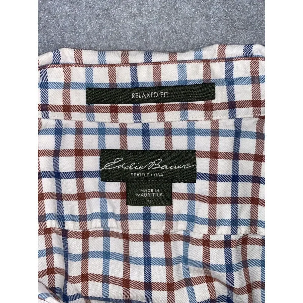 Eddie Bauer Shirt Mens XL Multi Plaid‎ Long Sleeve Button Down Cotton